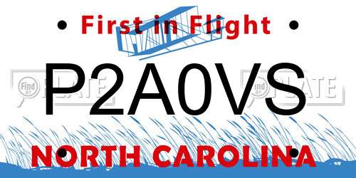 P2A0VS North Carolina License Plate