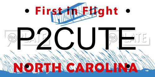 P2CUTE North Carolina License Plate