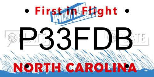 P33FDB North Carolina License Plate