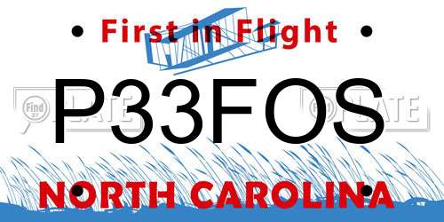 P33FOS North Carolina License Plate