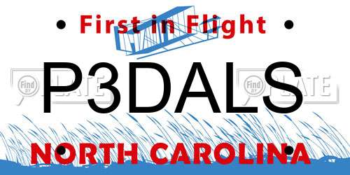 P3DALS North Carolina License Plate