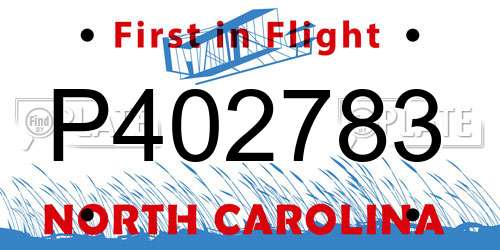 P402783 North Carolina License Plate