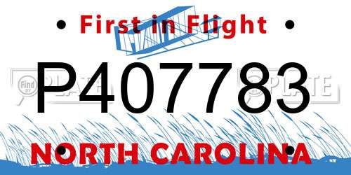 P407783 North Carolina License Plate