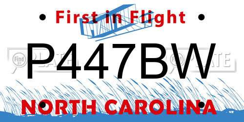 P447BW North Carolina License Plate
