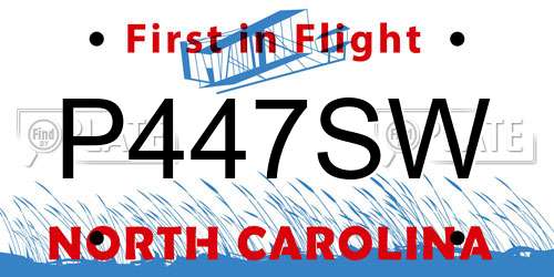 P447SW North Carolina License Plate