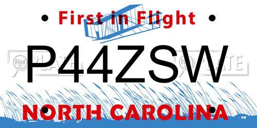 P44ZSW North Carolina License Plate