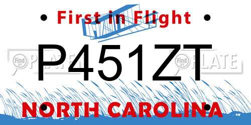 P451ZT North Carolina License Plate