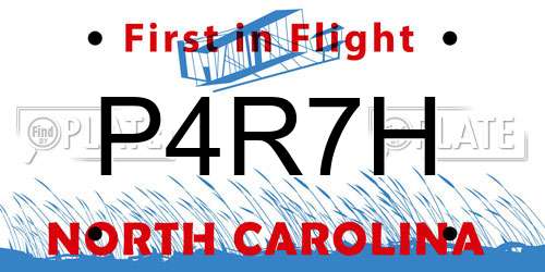P4R7H North Carolina License Plate
