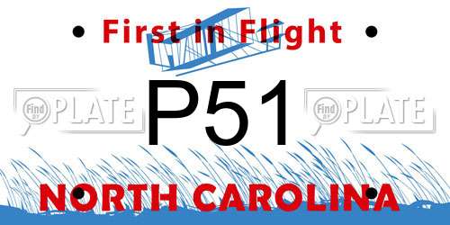 P51 North Carolina License Plate