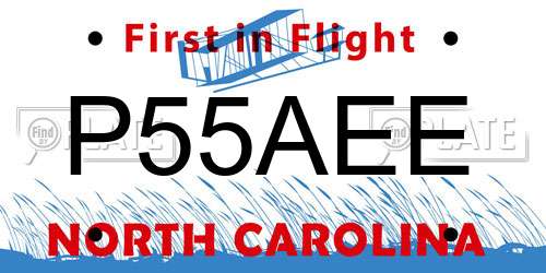 P55AEE North Carolina License Plate
