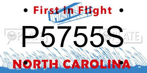 P5755S North Carolina License Plate