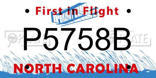 P5758B North Carolina License Plate