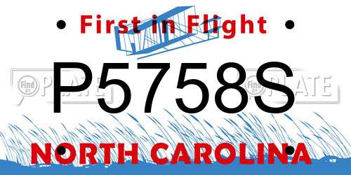 P5758S North Carolina License Plate