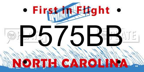 P575BB North Carolina License Plate