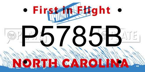 P5785B North Carolina License Plate