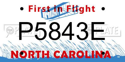P5843E North Carolina License Plate