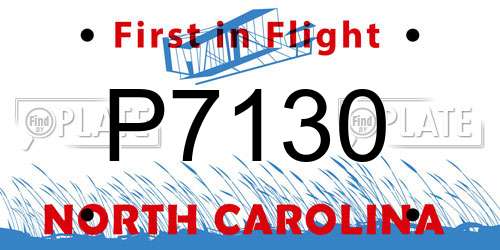 P7130 North Carolina License Plate