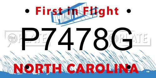 P7478G North Carolina License Plate