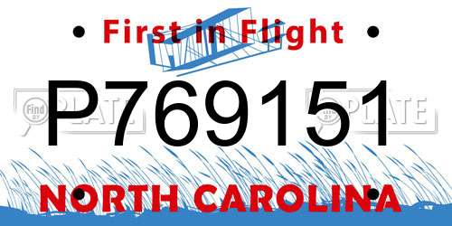 P769151 North Carolina License Plate