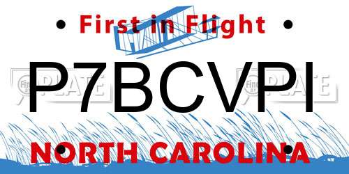 P7BCVPI North Carolina License Plate
