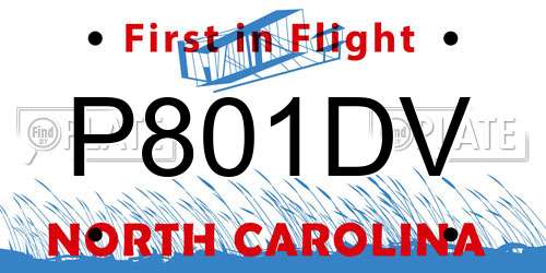 P801DV North Carolina License Plate