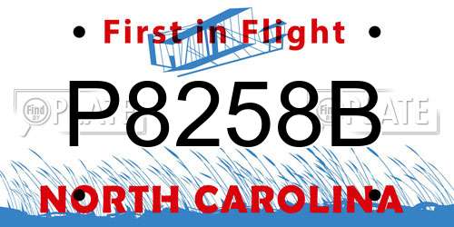 P8258B North Carolina License Plate