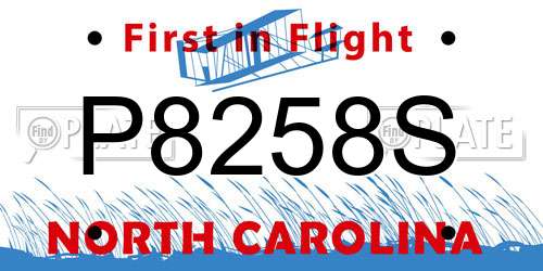 P8258S North Carolina License Plate