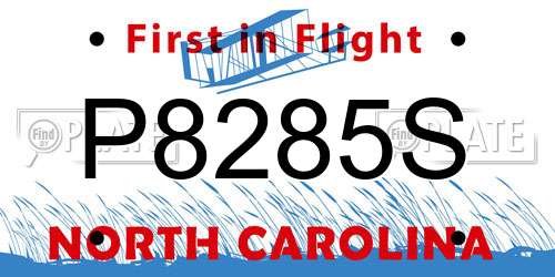 P8285S North Carolina License Plate