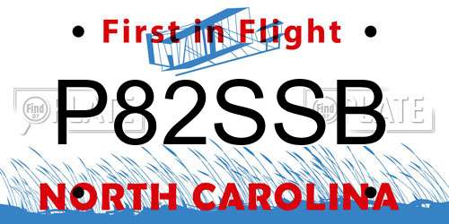 P82SSB North Carolina License Plate