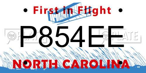 P854EE North Carolina License Plate