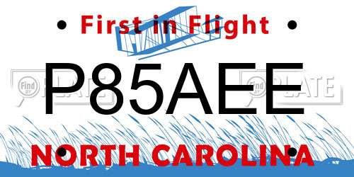 P85AEE North Carolina License Plate