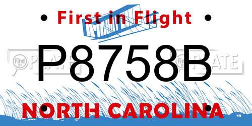 P8758B North Carolina License Plate