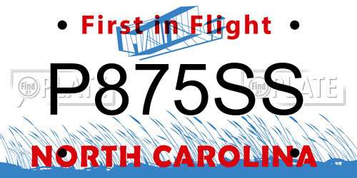 P875SS North Carolina License Plate