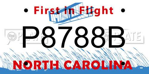 P8788B North Carolina License Plate
