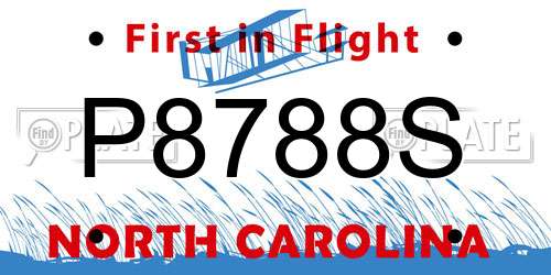 P8788S North Carolina License Plate