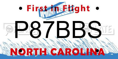 P87BBS North Carolina License Plate