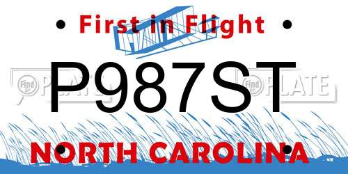 P987ST North Carolina License Plate