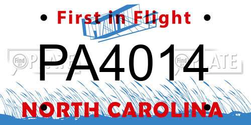 PA4014 North Carolina License Plate