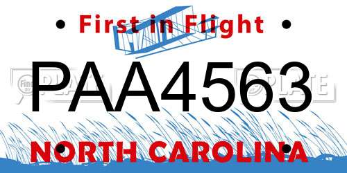 PAA4563 North Carolina License Plate