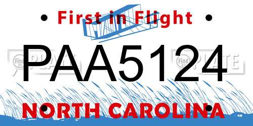 PAA5124 North Carolina License Plate