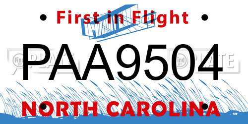 PAA9504 North Carolina License Plate