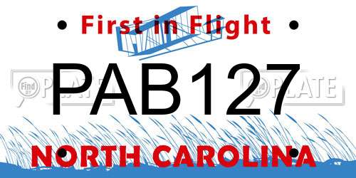 PAB127 North Carolina License Plate