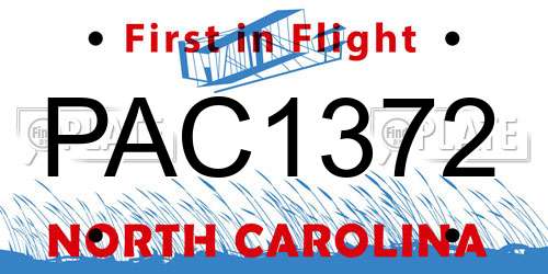 PAC1372 North Carolina License Plate