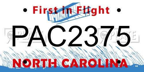 PAC2375 North Carolina License Plate
