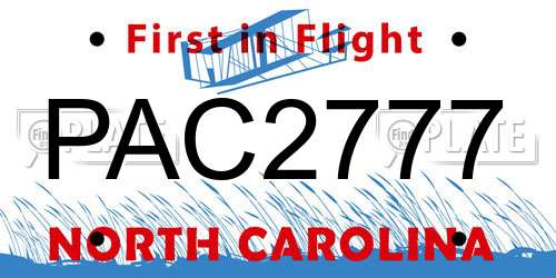 PAC2777 North Carolina License Plate