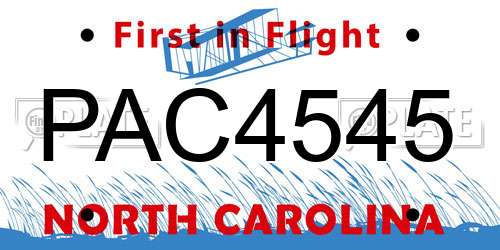 PAC4545 North Carolina License Plate