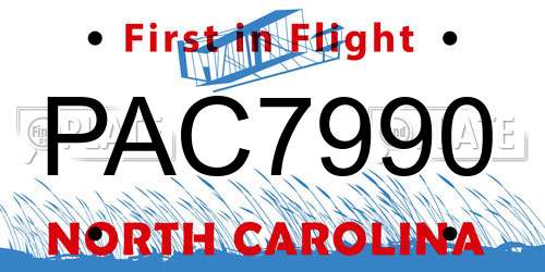 PAC7990 North Carolina License Plate