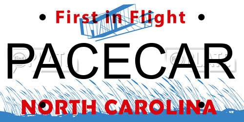 PACECAR North Carolina License Plate
