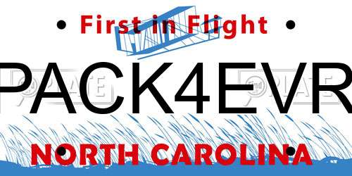 PACK4EVR North Carolina License Plate