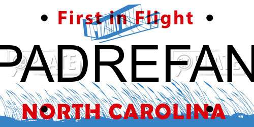 PADREFAN North Carolina License Plate